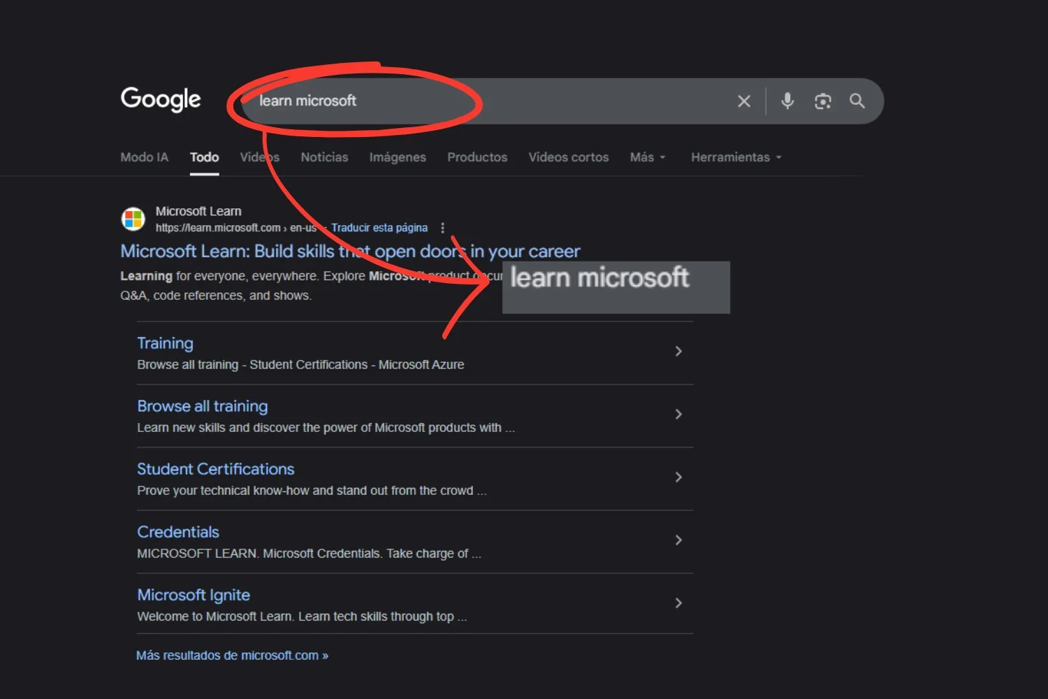 El truco de Google aplica para Microsoft 